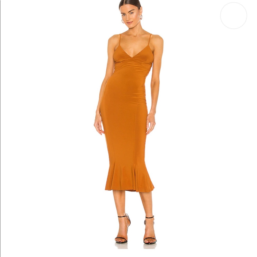 Revolve Slip Fishtail Dress in Bronze